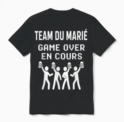 Humour Evg Team Du Marié Game Over En Cours Cadeau Fête Unisex T-Shirt - Black