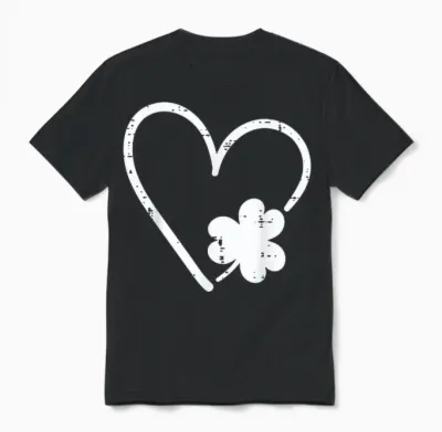 St. Patricks Day Herz Kleeblatt Kleeblatt Damen Mädchen Kinder Unisex T-Shirt - Black