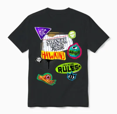 Stranger Things Tales from '85 Scrapbook Icons Unisex T-Shirt - Black