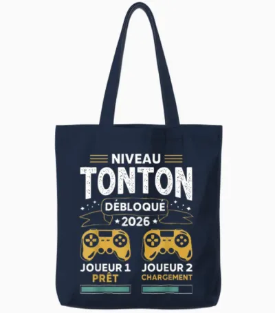 Tonton Gamer Unlocked in 2026 - Pregnancy Announcement 1st Tote Bags - Navy