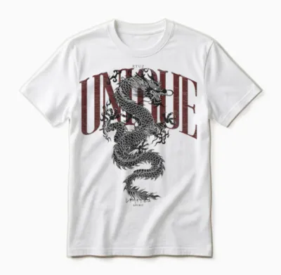 Elegant Chinese Yin and Yang Backprint Dragon T-Shirt, Gray Unisex T-Shirt - White