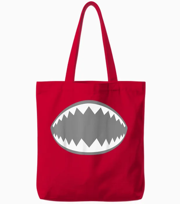 Shark Jaw Shirt Adult Kids Men Women Shark Mouth Costume Tote Bags in Red