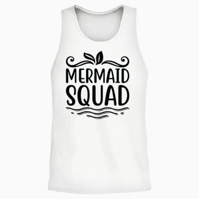 Mermaid Squad Black Unisex Tank Top - White