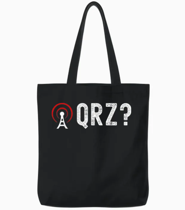 Amateurfunk - Qrz? T-Shirt - Schwarz - Small - Unisex - Kurzarm - Klassisch - Ham Radio Morse Code Design - Hobby-T-Shirts - Unisex-Erwachsene Tote Bags in Black