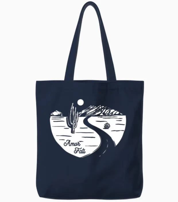 Stoic Quote Amor Fati Desert Night Sky Tote Bags - Navy