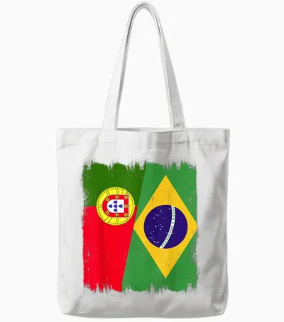 Drapeau Portugal Brésil Portugais Racines Brésiliennes Pride Tote Bags - White