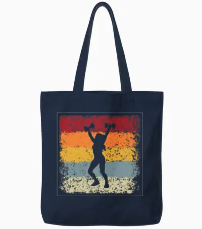Fitness Girl Retro Tote Bags - Navy