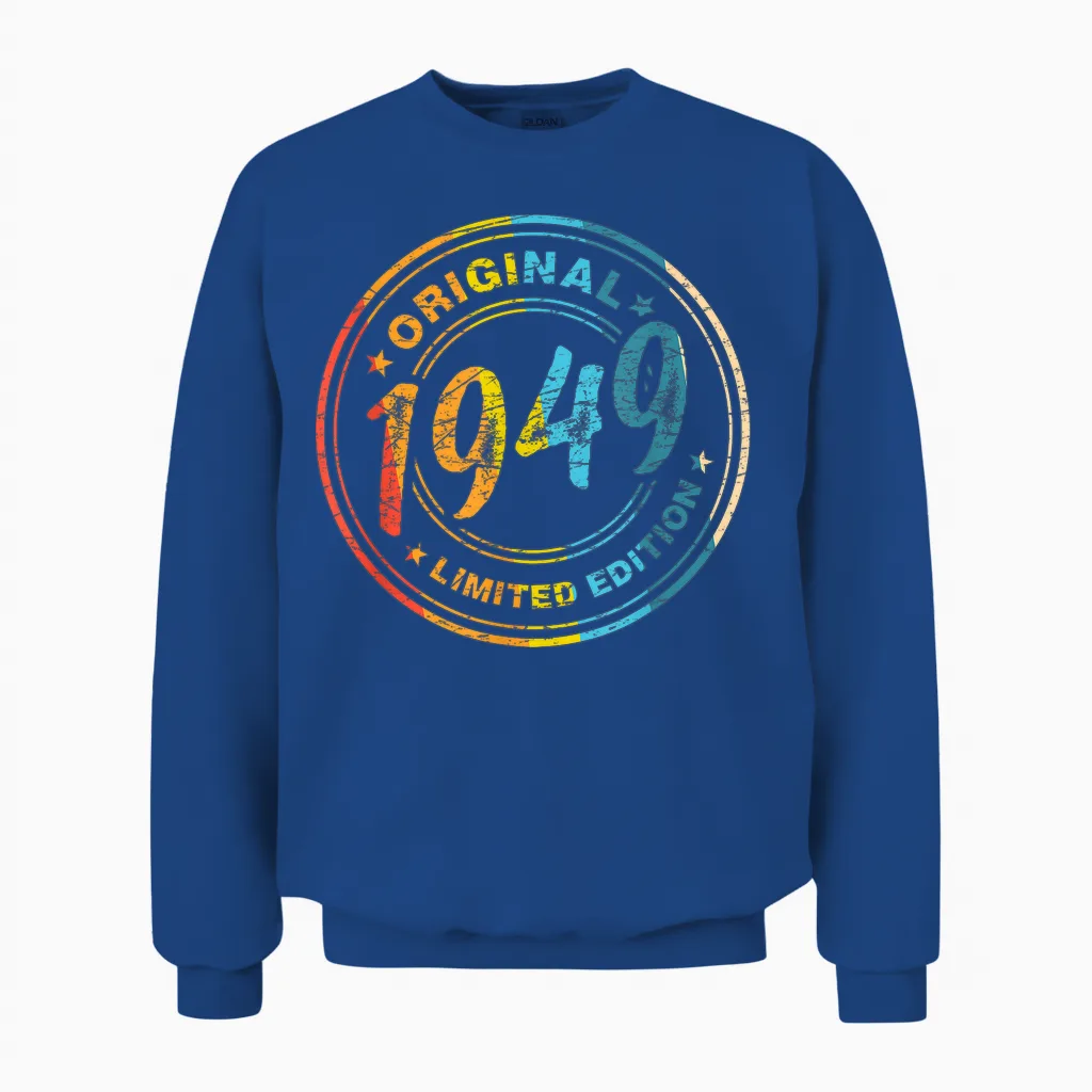 Original 1949 Vintage Anniversaire 77 Ans Pour Hommes Femmes Unisex Sweatshirt in Royal