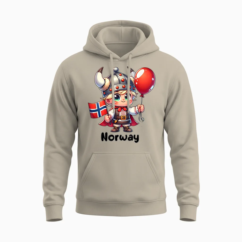 Norwegen Flagge Für Kinder, Norwegen T-Shirt, Norwegische Flagge Mädchen Unisex Hoodie in Sand