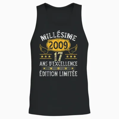 Vintage 2009 17 Ans Anniversaire Homme Garcon Millésime 2009 Unisex Tank Top - Black
