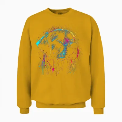 Schwarzer Labrador Hund Malerei Aquarell Farbe Bunte Mama Unisex Sweatshirt - Gold
