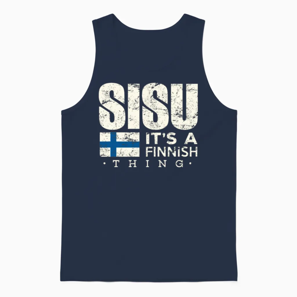 Finland Shirt Sisu It's a Finnish Thing Gift Unisex Tank Top in Navy