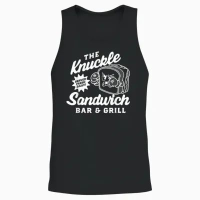 The Knuckle Sandwich Bar & Grill Fighting Joke Bar Humor Unisex Tank Top - Black
