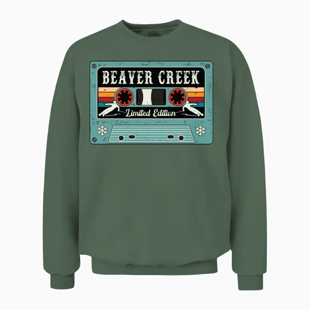 Vintage Beaver Creek Mountain Ski Unisex Sweatshirt in Military Green