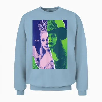 Wicked: for Good Glinda and Elphaba Split Portrait Unisex Sweatshirt - Light Blue
