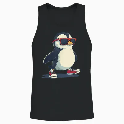 Lustiger Pinguin Mit Coolen Schuhen Und Sonnenbrille Unisex Tank Top - Black