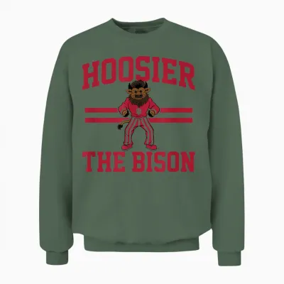 Hoosier the Bison - Indiana Hoosiers Unisex Sweatshirt - Military Green
