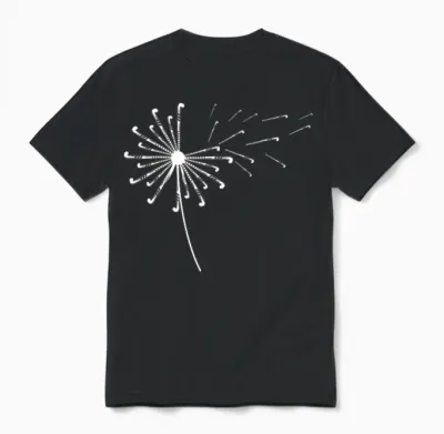 Dandelion Hockey Stick Shirt for Hockey Players Field Hockey T-Shirt, Black Unisex T-Shirt - Black