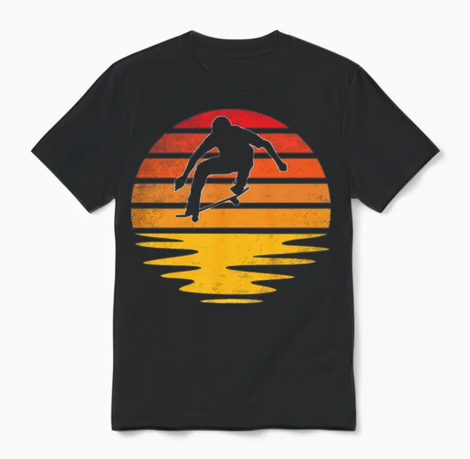 Skating Retro Unisex T-Shirt in Black