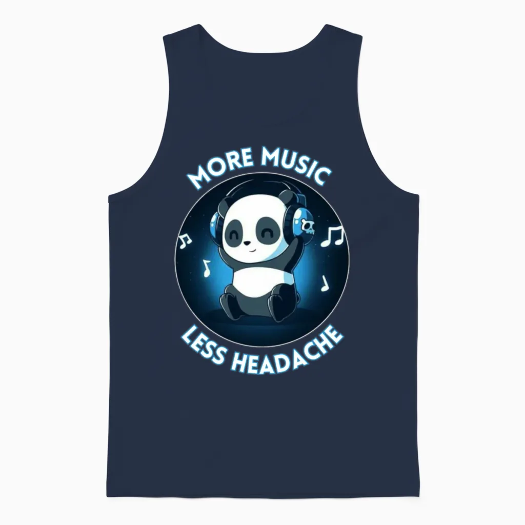 Panda Music Lovers Gift Unisex Tank Top in Navy