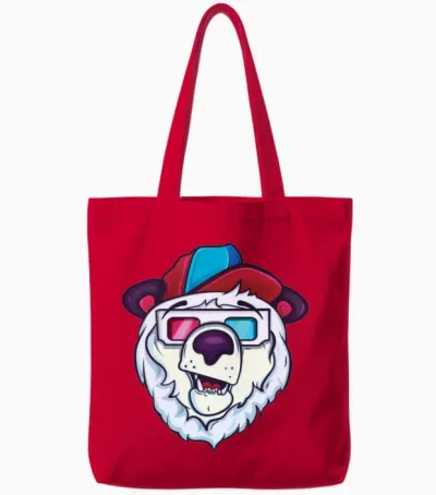 Ice Cold Polar Bear Tote Bags - Red