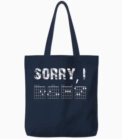 Sorry I-Dgaf Funny Hidden Message Guitar Chords for Lover Tote Bags - Navy