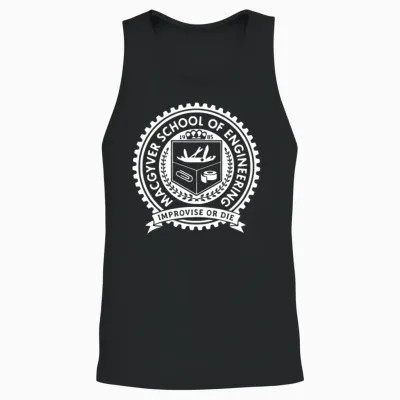 Macgyver School of Engineer Improvise or Die Engin Unisex Tank Top - Black