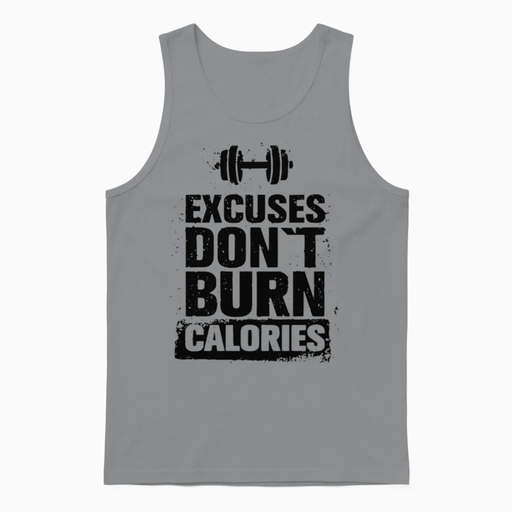 Excuses Dont Burn Calories Training Workout Gift Unisex Tank Top in Sport Grey