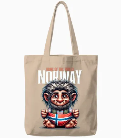 Norway Troll Flag Norway Outdoor Travel Scandinavia T-Shirt, Black Tote Bags - Natural