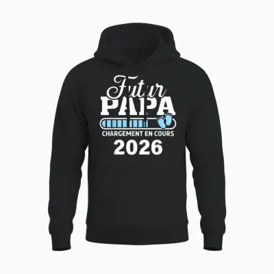 Je Vais être Papa 2026 T-Shirt Man Future Papa 2026 Unisex Hoodie - Black