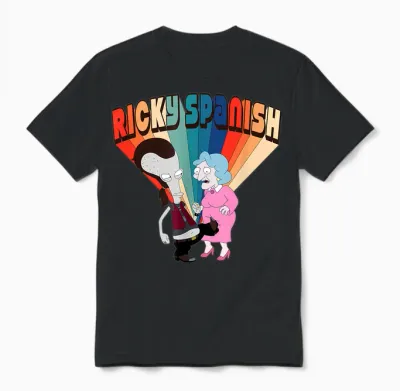 American Dad Ricky Spanish Rainbow Logo Cartoon Unisex T-Shirt - Black