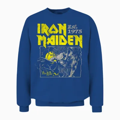 Iron Maiden - Fear of the Dark Yellow Text Unisex Sweatshirt - Royal