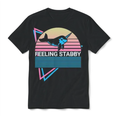 Narwhal Retro Unisex T-Shirt - Black