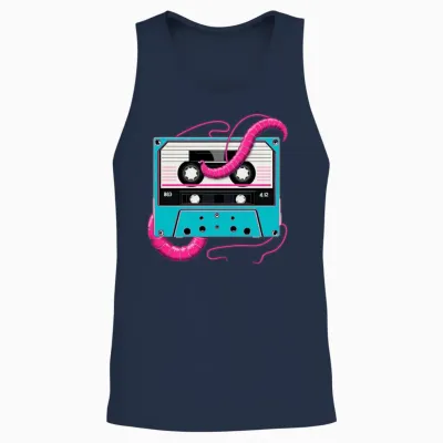Retro 80's Cassette Tapeworm Unisex Tank Top - Navy