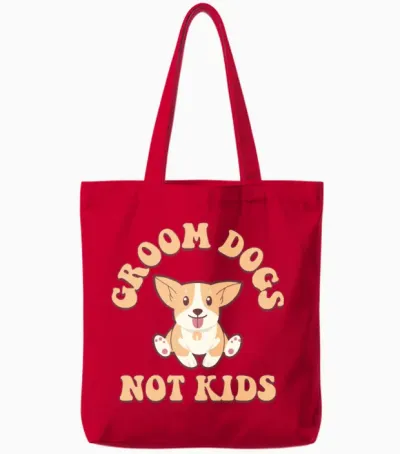 Groom Dogs Not Kids Tote Bags - Red