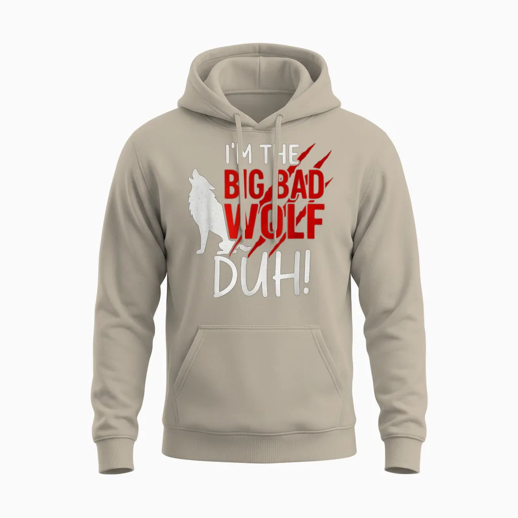 I'm the Bad Wolf Duh Costume for Diy Halloween Party Wolf Unisex Hoodie in Sand