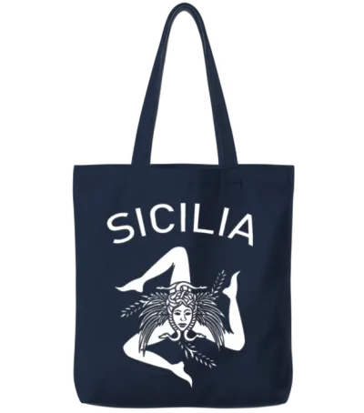 Italy Italia Sicilia Flag Sicily Palermo Tote Bags - Navy