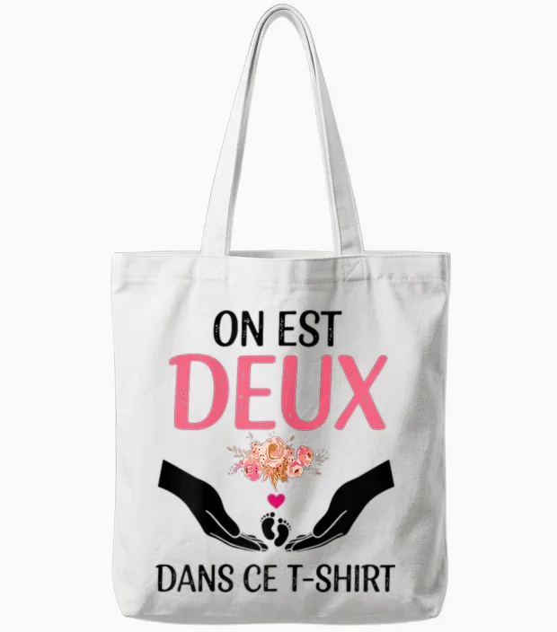 Pregnancy Announcement One Is Two in This Tote Bags in White
