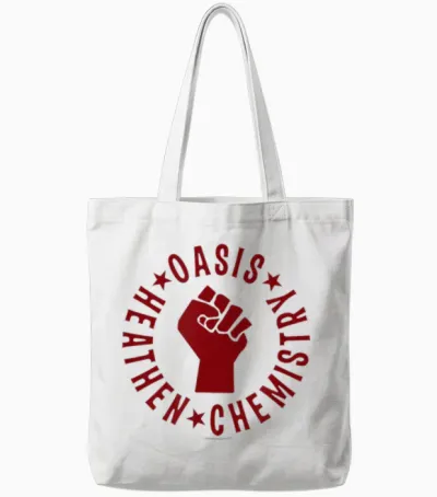Oasis Amazon Exclusive Heathen Chemistry 2002 Olive Tote Bags - White