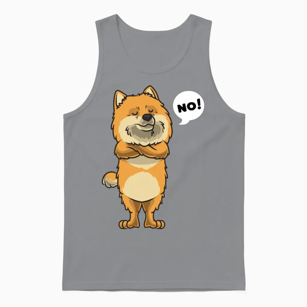Stubborn Pomeranian Dog Dog Funny Unisex Tank Top in Sport Grey