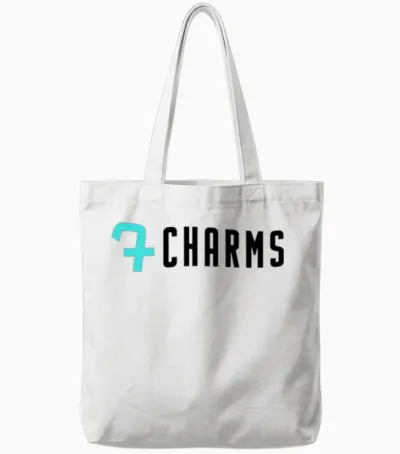 7charms Logo Turquoise/black Tote Bags - White