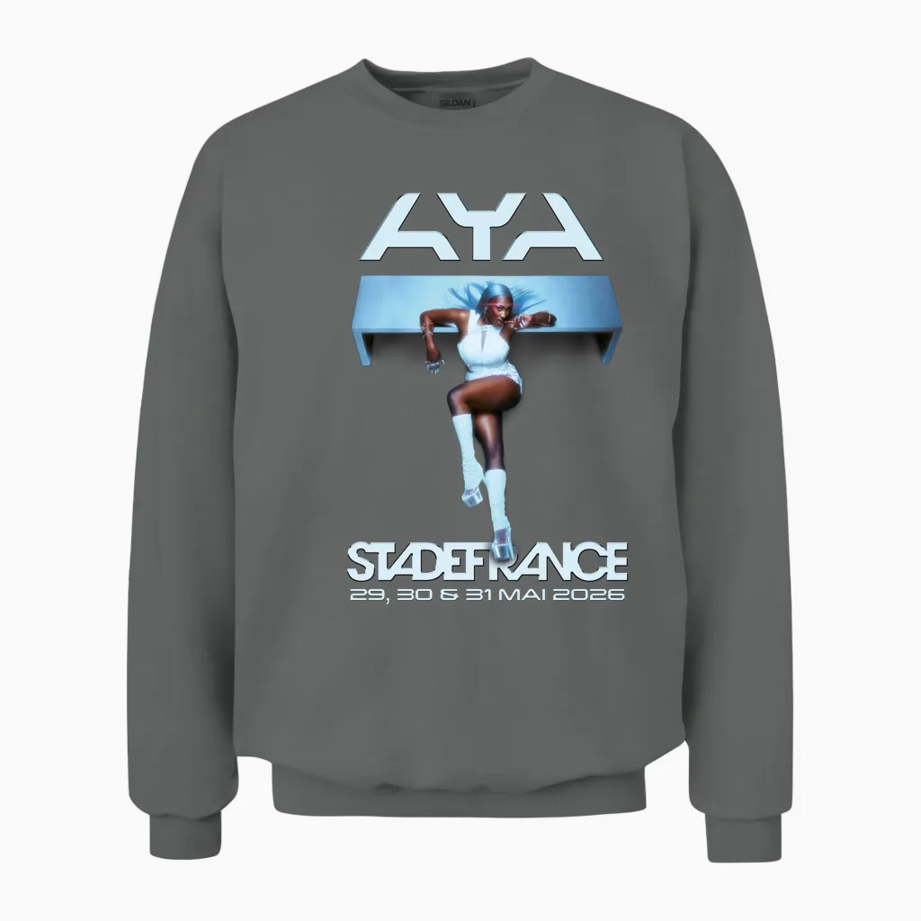 Aya Nakamura Merch Officiel Tournée Stade De France 2026 Manche Longue Unisex Sweatshirt in Graphite Heather
