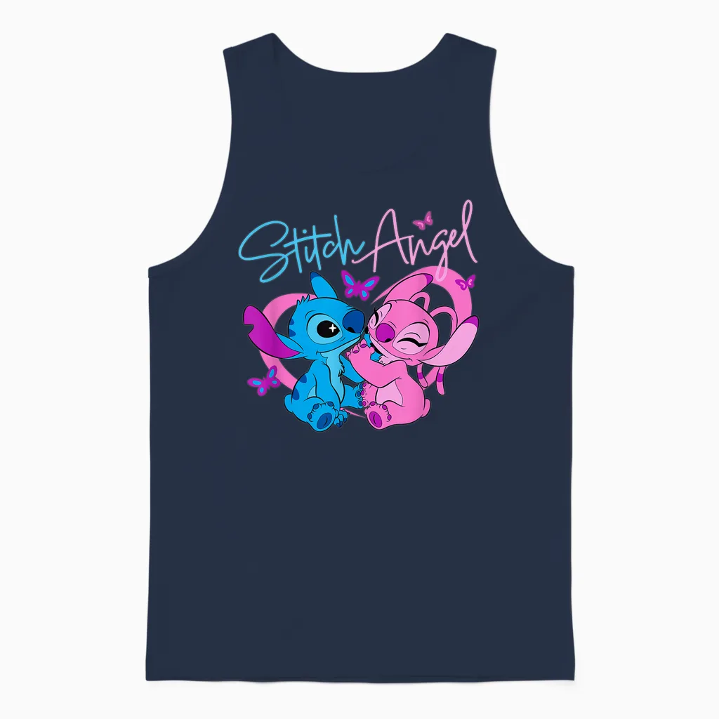 Disney Lilo & Stitch: the Series Angel with Butterflies Unisex Tank Top in Navy
