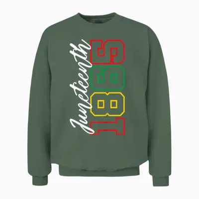 Juneteenth 1865 Shirts Women Men June 19th 1865 Freedom Day Unisex Sweatshirt - Military Green