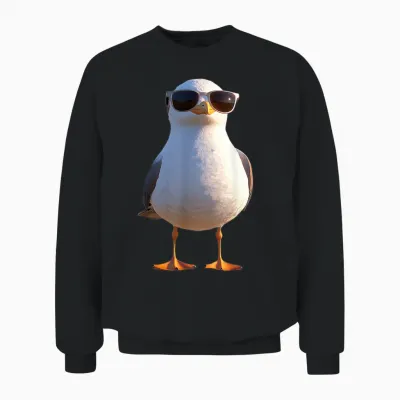 Seagull Beach North Sea Baltic Gull Silver T-Shirt, Black, S Unisex Sweatshirt - Black