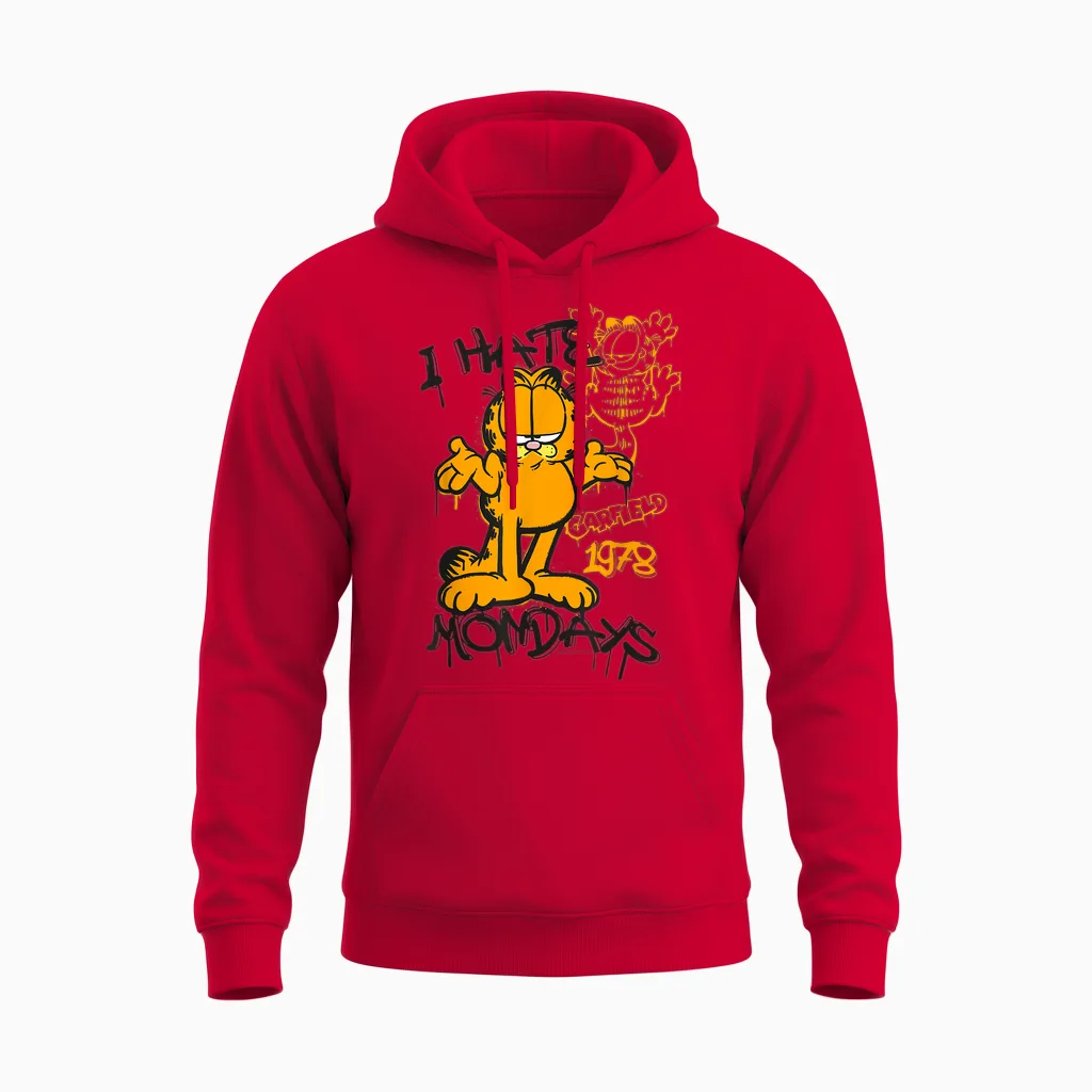 Garfield - I Hate Mondays Streetwear Unisex Hoodie in Red