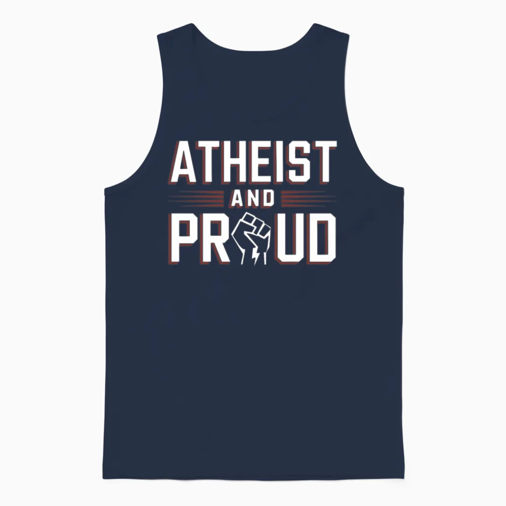 Atheist Skeptic Free Thinker and Secular Humanism Unisex Tank Top in Navy