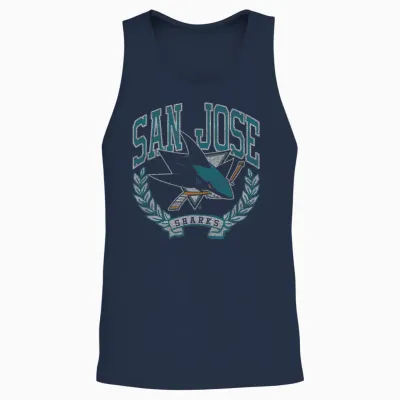 San Jose Sharks Vintage Victory Black Officially Licensed Unisex Tank Top - Navy