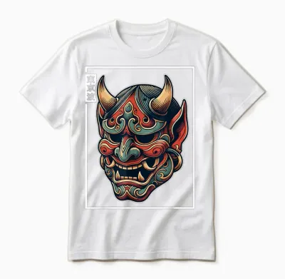 Yokai Hannya Oni Maske Japanischer Teufel Japanische Dämon Oni Maske Unisex T-Shirt - White