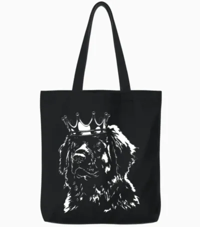 Funny Leonberger Dog Crown Dog Mom Tote Bags - Black